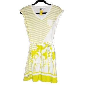 NWT Roxy Girls floral stripe lemon lime dress